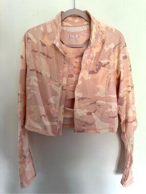 Fashion Nova Sport Blush Pink Camo Set - Work Out Top & Cropped Jacket